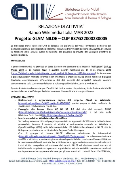 File:Relazione MAB2022 Progetto GLAM NILDE BIBLIO DARIONOBILI.pdf