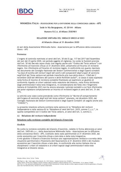 File:Relazione organo di controllo bilancio 31 dicembre 2020 Wikimedia Italia .pdf