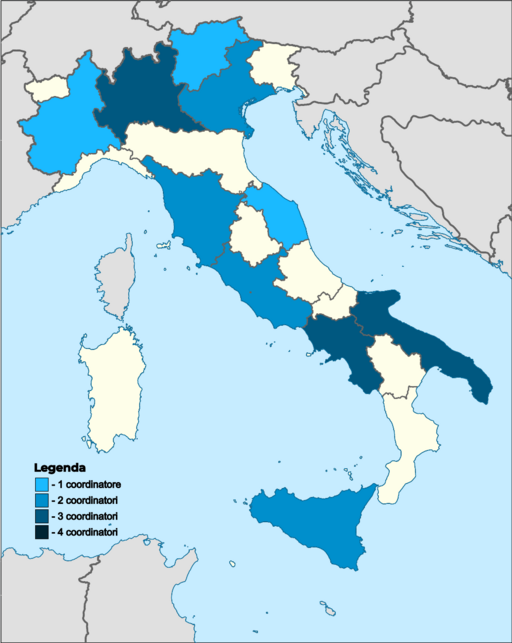 Distribuzione regionale dei coordinatori nel 2026.