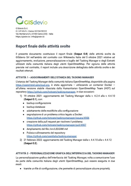 File:Report Manutenzione 2022 Tasking Manager ed Estratti OSM.pdf