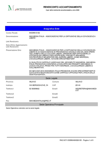 File:Rendicontazione 5x1000 accantonamento anno finanziario 2022.pdf