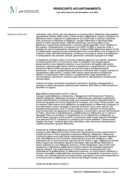 File:Rendicontazione 5x1000 accantonamento anno finanziario 2022.pdf
