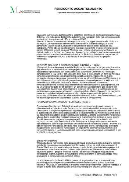 File:Rendicontazione 5x1000 accantonamento anno finanziario 2022.pdf