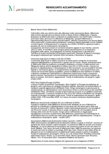 File:Rendicontazione 5x1000 accantonamento anno finanziario 2021.pdf